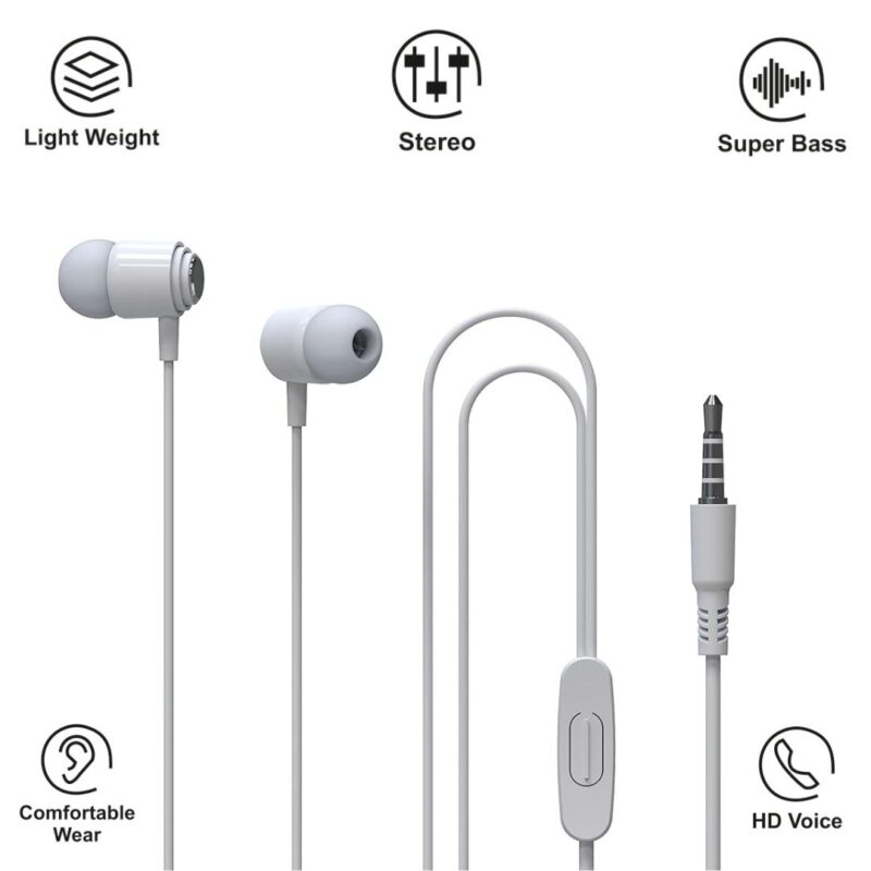 One 3 Stringz Wired Earphones with Mic (White) - Image 4