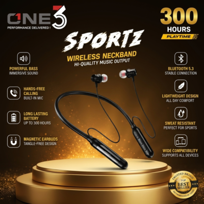 ONE3 Sportz Wireless Neckband with 300 hours playtime
