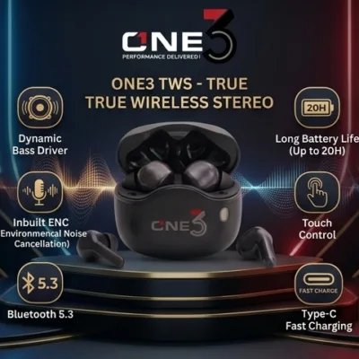 NE3 TWS True Wireless Stereo Earbuds with Bluetooth 5.3, 20 Hours Battery, and Inbuilt ENC