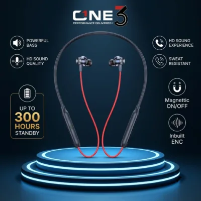 ONE3 Z2 ENC Wireless Neckband with 300 Hours Standby and Magnetic On Off